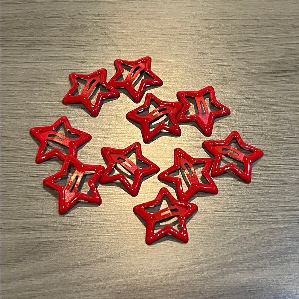 Red  9 Piece Star Hair Clips new